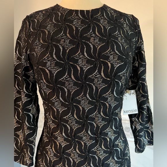 Kensie Knit Lurex Sheath Black Dress - Picture 2 of 12